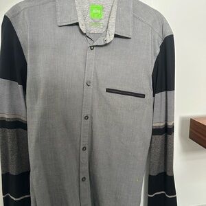 Boss Gray and Black Casual Men's Shirt